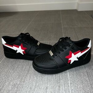 Bape Black and Red Sneakers with Star Design